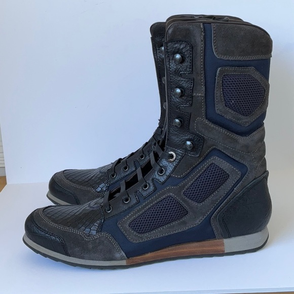 Mens LANVIN Python Embossed High Sneakers in Marine Blue size US11 NIB